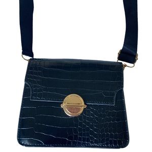 Black Croc-Embossed Mini-Crossbody Bag-Fantastic, and in great condition!